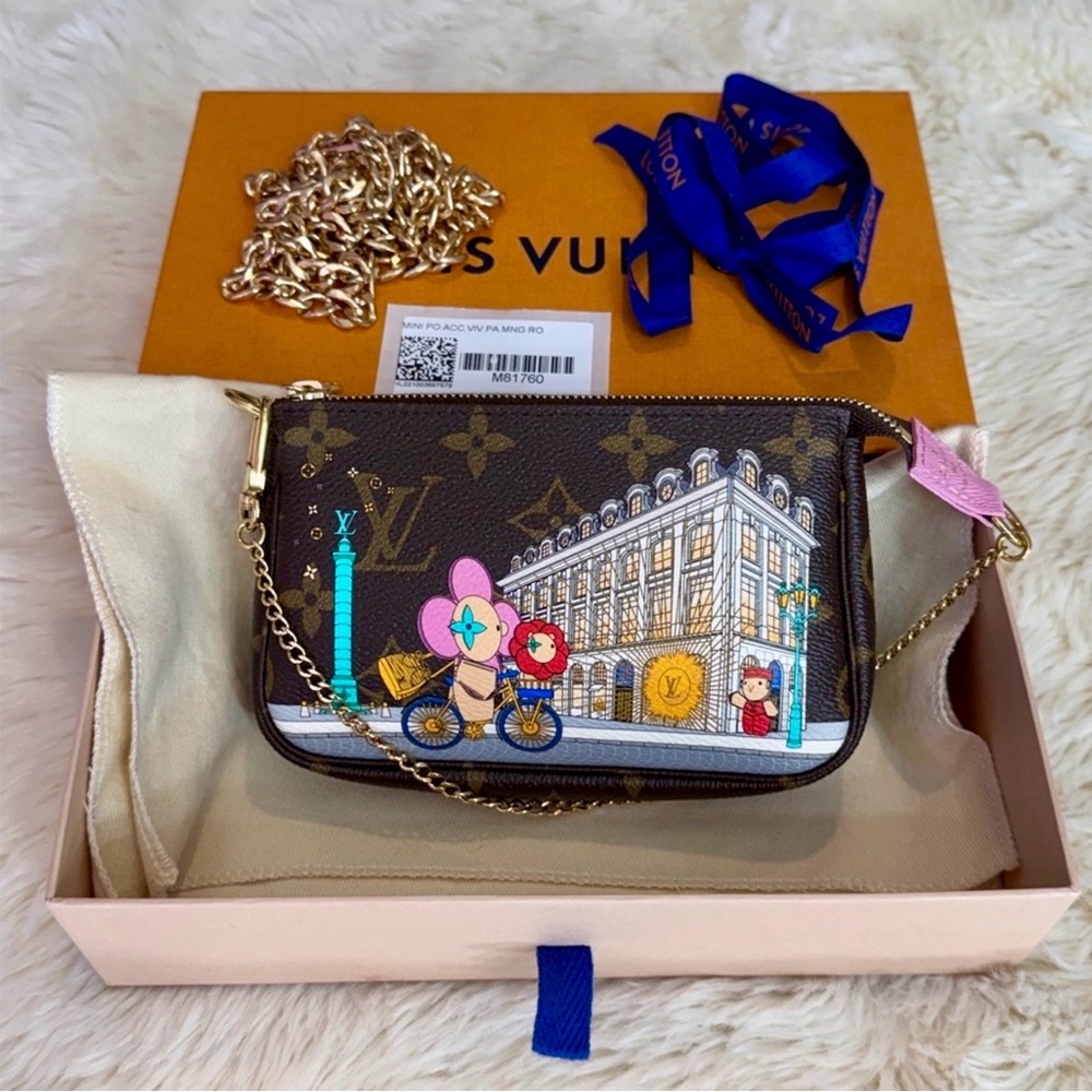 Louis Vuitton Crossbody Pink Vivienne Holiday Limited Edition Mini Pochette